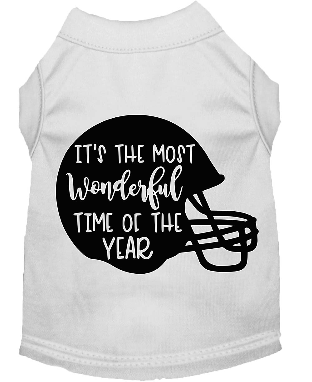 Most Wonderful Time of the Year (Football) Screen Print Dog Shirt White Sm